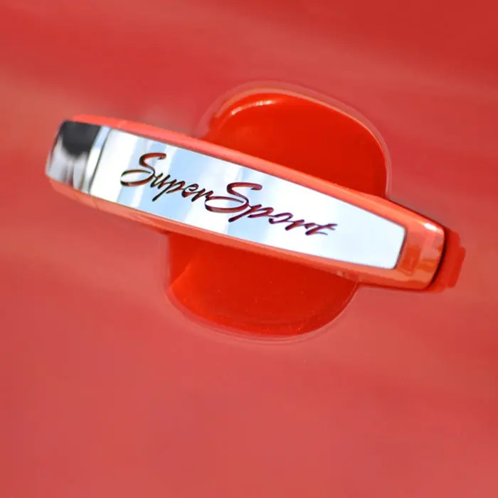 2010-2015 Camaro - Door Handle Plate - Polished Stainless Steel "Super Sport" - 2Pc 1