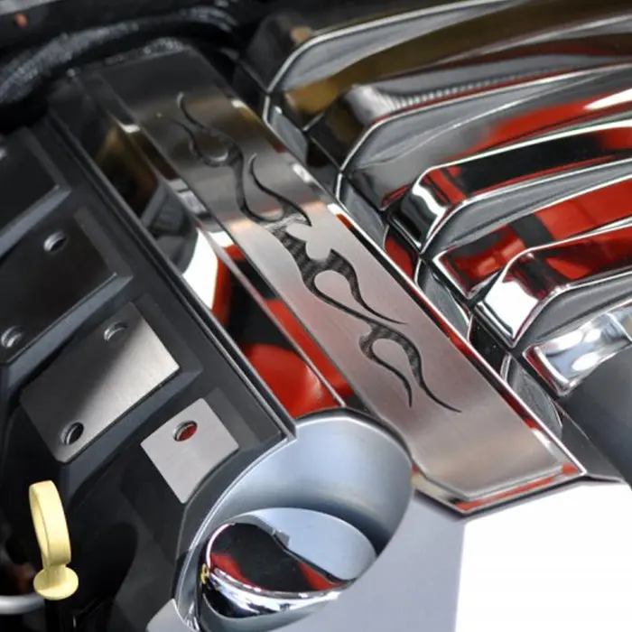 Camaro - Polished Stainless Steel W-Carbon Fiber "Tribal Flame" - Factory Fuel Rail Cover Trim 1