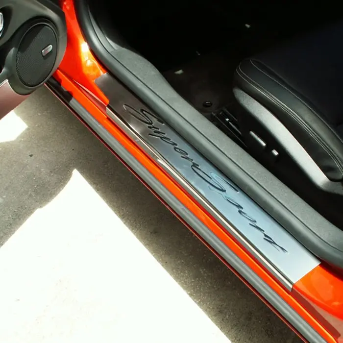 Camaro Door Sill Plates - Brushed-Polished Stainless Steel "Super Sport" 1
