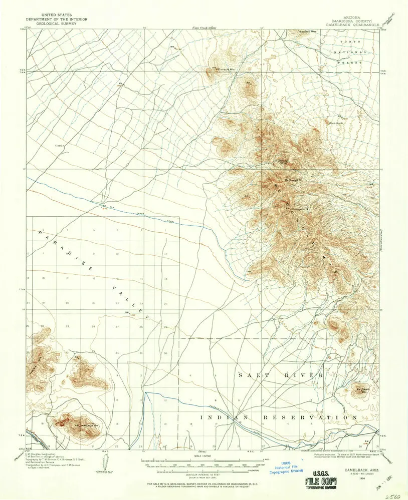 Camelback 15'×15' Az 1904 [Map] United States Geological Survey 1