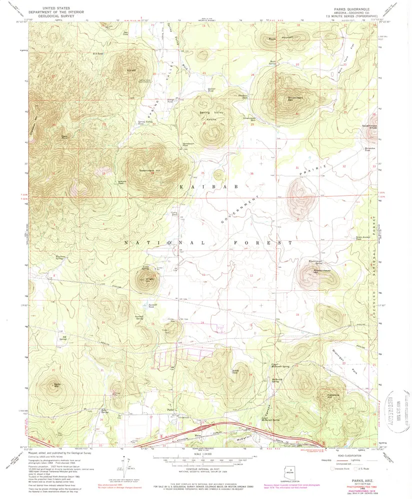 Parks, Az 7.5' 1966 Pr 1974 Pi 1980 [Map] United States Geological Survey 1