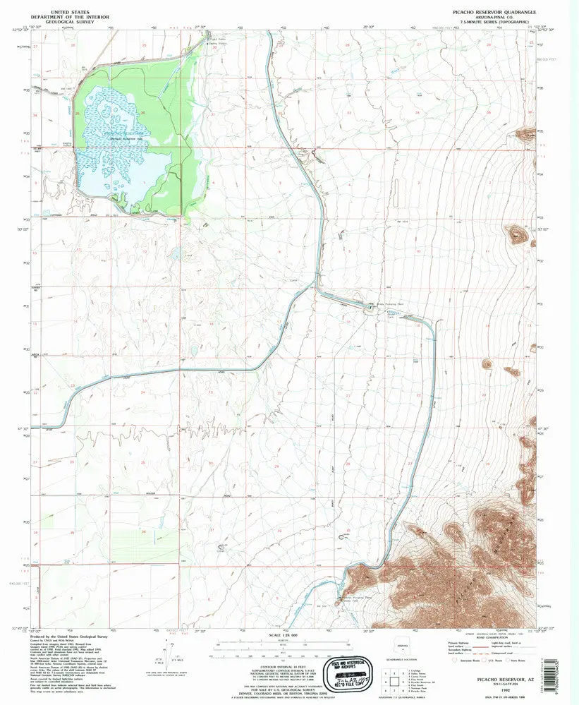 Picacho Reservoir, Arizona [Map] United Stated Geological Survey 1