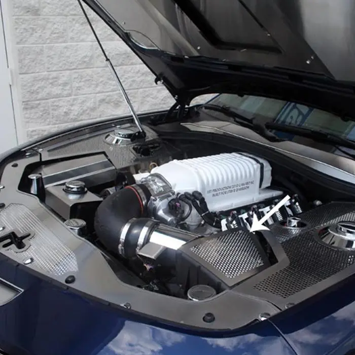 2010-2015 Camaro Stock Air Box Filter Cover - Perforated Stainless Steel 1