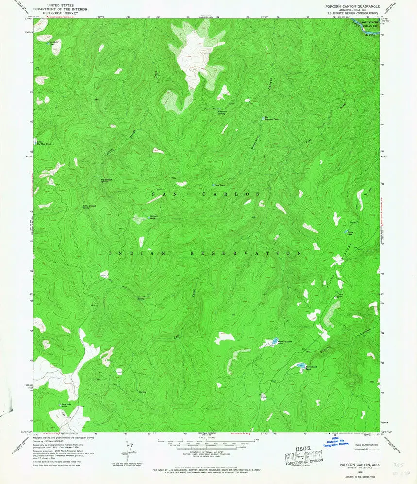 Popcorn Canyon, Arizona 7.5' [Map] United Stated Geological Survey 1