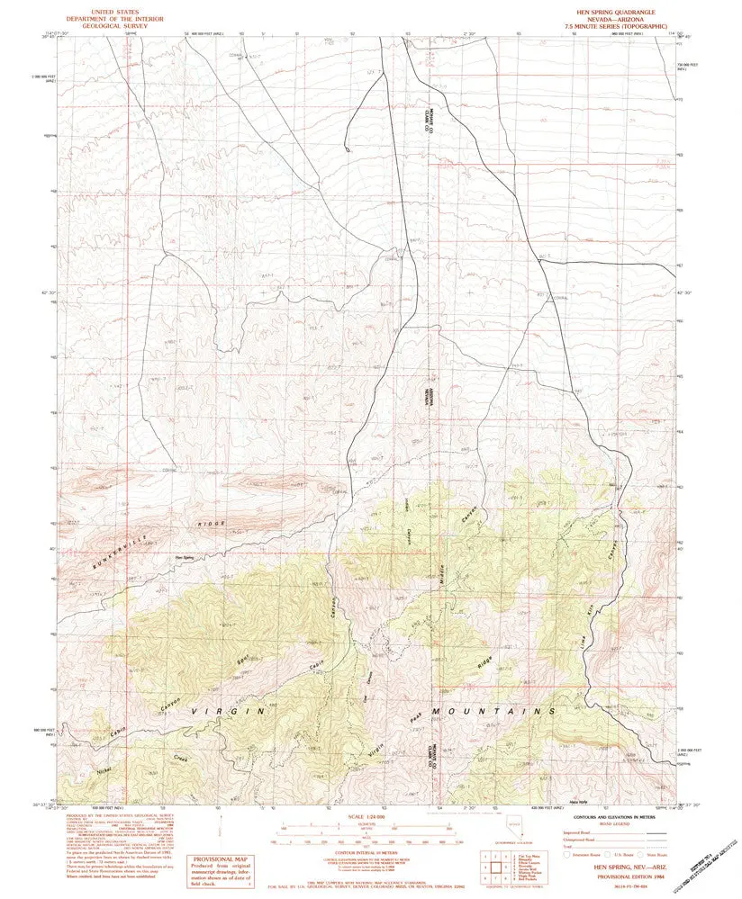 Hen Spring, Nv-Az 7.5' [Map] United Stated Geological Survey 1