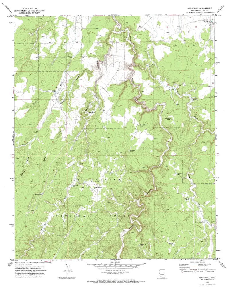 Red Knoll, Arizona 1970 (7.5'×7.5' Topographic Quadrangle) [Map] United States Geological Survey 1