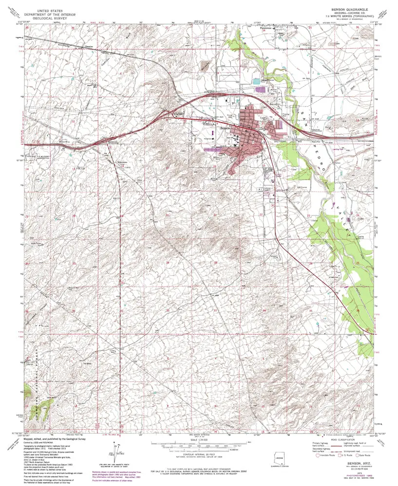 Benson, Az 7.5' 1973 Pr 1983 [Map] United States Geological Survey 1