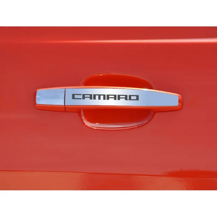 2010-2015 Camaro Door Handle Plate Polished Exterior "Camaro" 2Pc 1