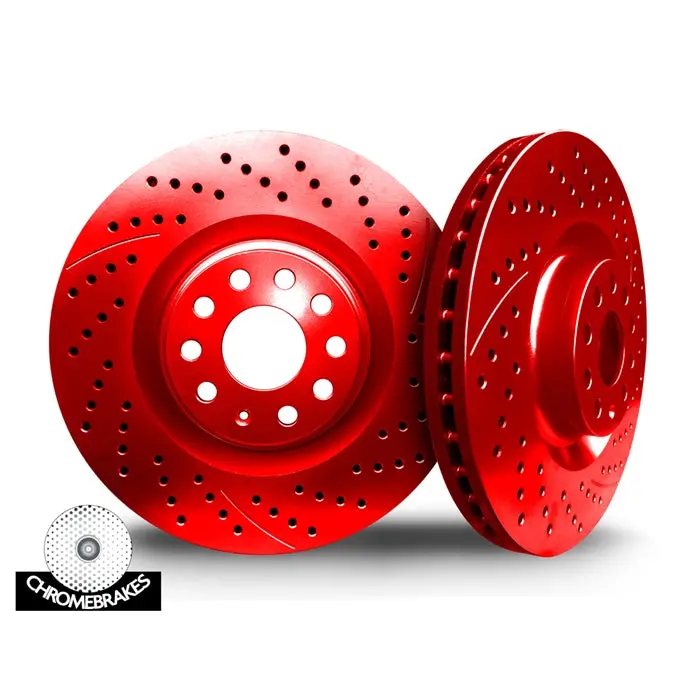 2010-2015 Camaro Colored Drilled And Slotted Front Rotors V8 1