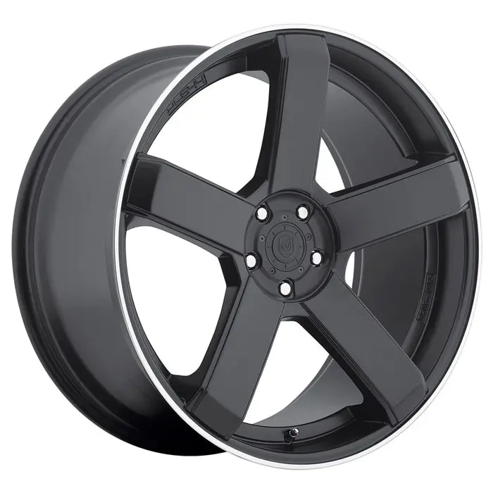Dropstar 644B 5 Spoke Camaro Wheels - Satin Black W-Machined Lip 1