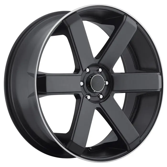 Dropstar 644B 6 Spoke Camaro Wheels - Satin Black W-Machined Lip 1