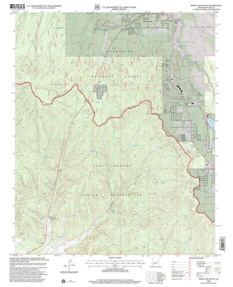 Show Low South, Az [Map] United States Geological Survey 1