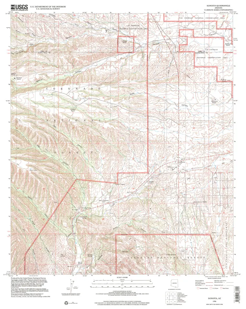 Sonoita, Arizona 1996 (7.5'×7.5' Topographic Quadrangle) [Map] United States Geological Survey 1
