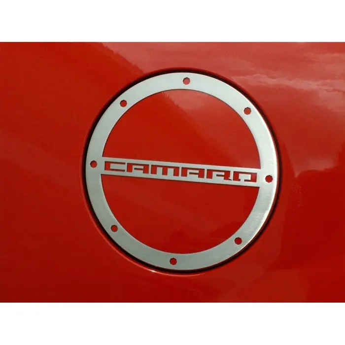 Camaro Fuel Door Trim-Gas Cap Cover With "Camaro" Script - Polished 1