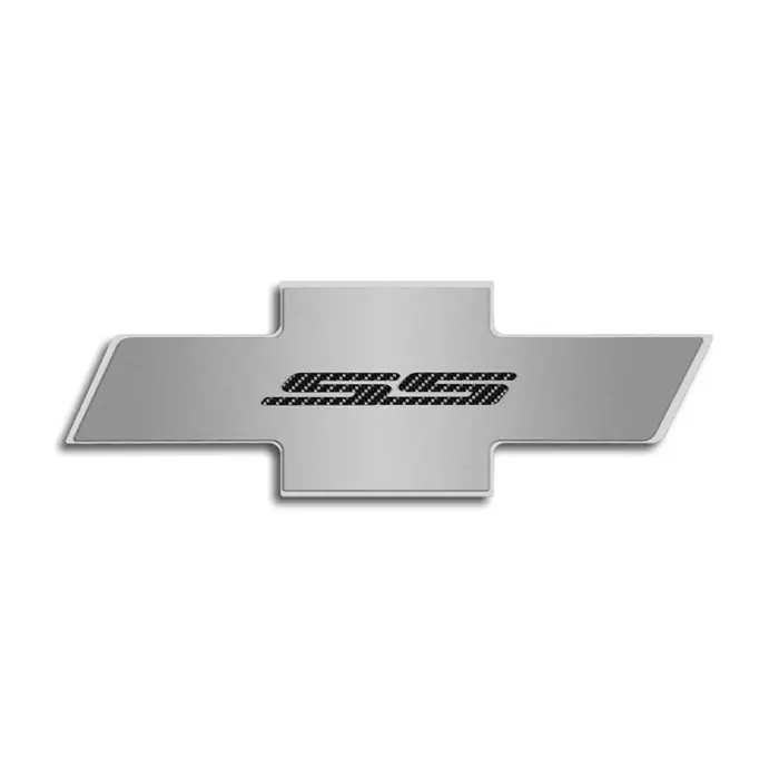 2010-2015 Camaro - Polished-Brushed Stainless Steel W-Carbon Fiber "Ss" - Factory Hood Panel Badge 1