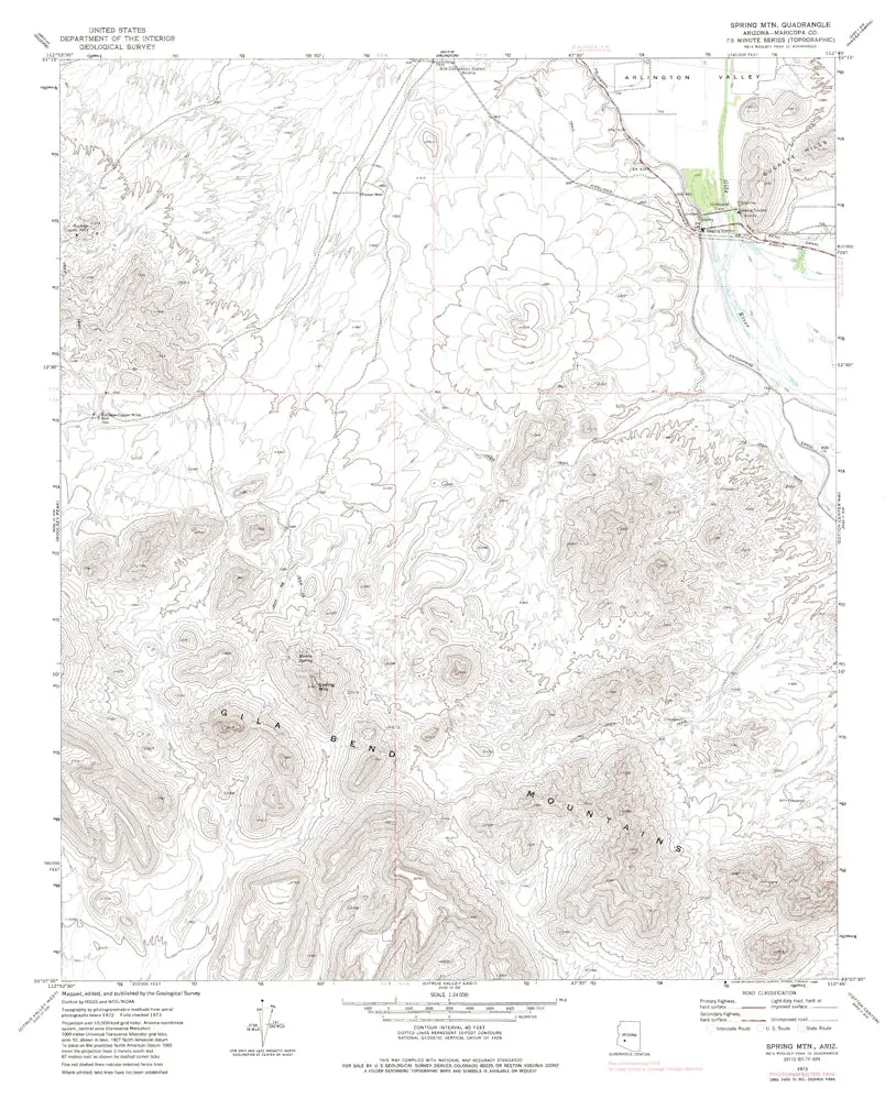 Spring Mountain 7.5' Az 1973 Pi 1978 Map United States Geological Survey 1