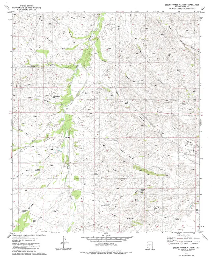 Spring Water Canyon, Arizona 7.5' [Map] United Stated Geological Survey 1