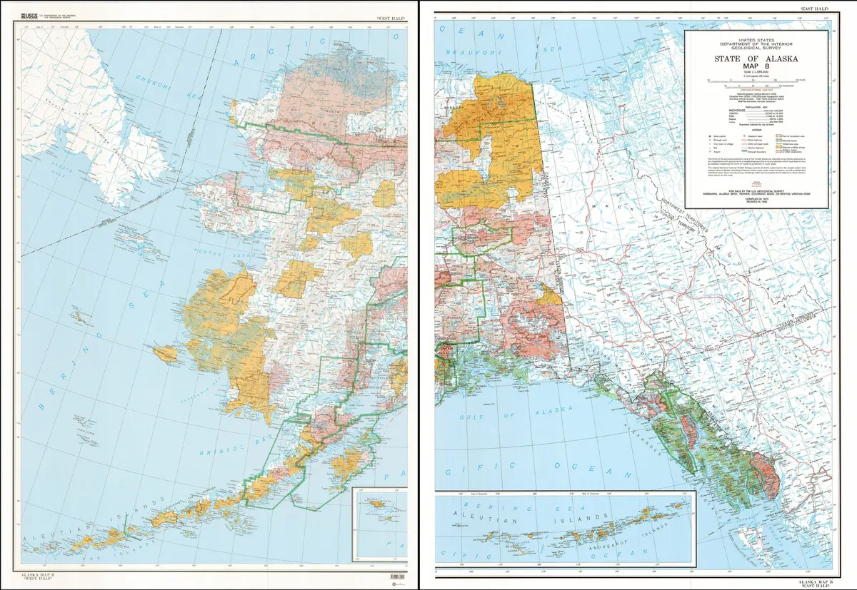 State Of Alaska, Map B: Base Map With Highways And Contours Geological Survey (U.S.) 1