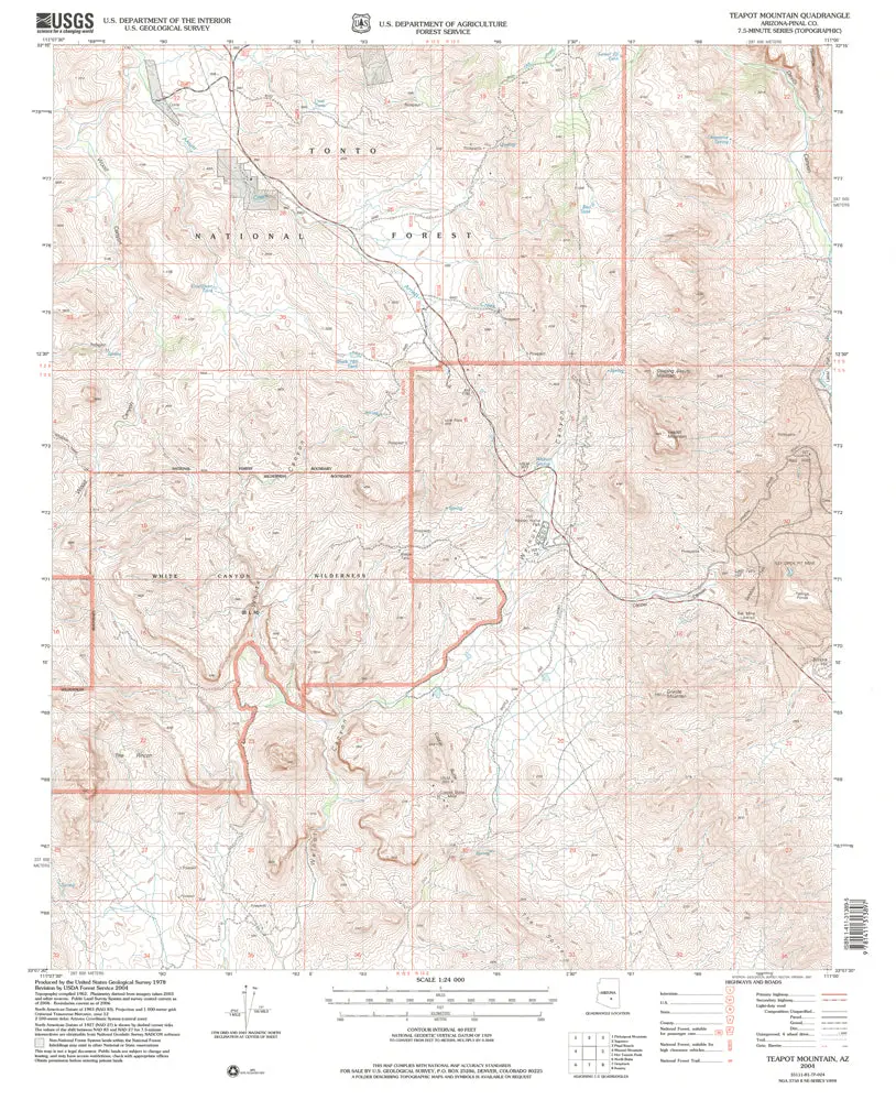 Teapot Mountain 7.5' Arizona 2004 Map United States Geological Survey 1