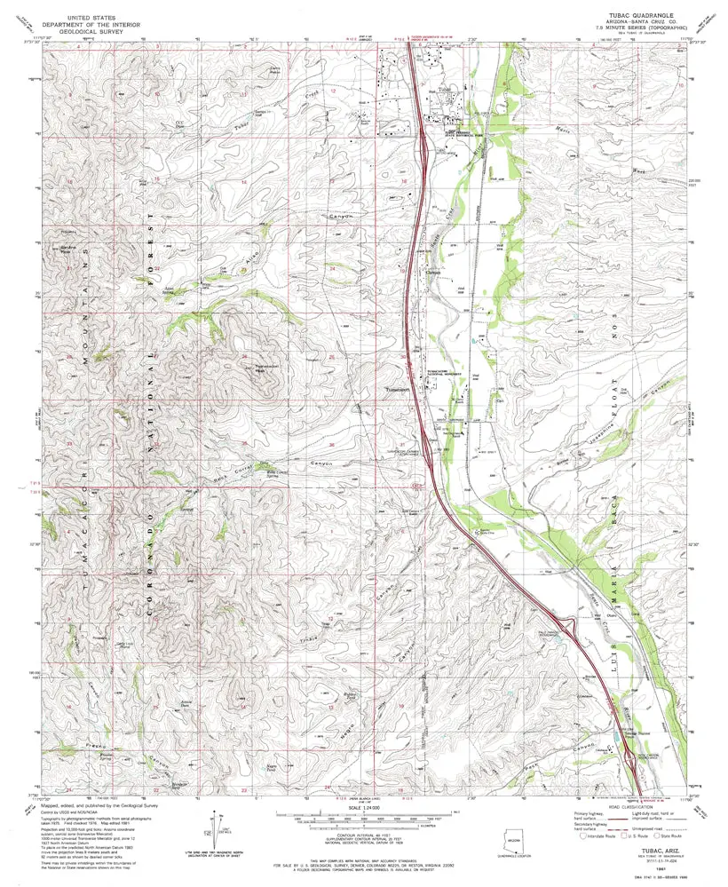 Tubac, Az 7.5' 1981 [Map] United States Geological Survey 1