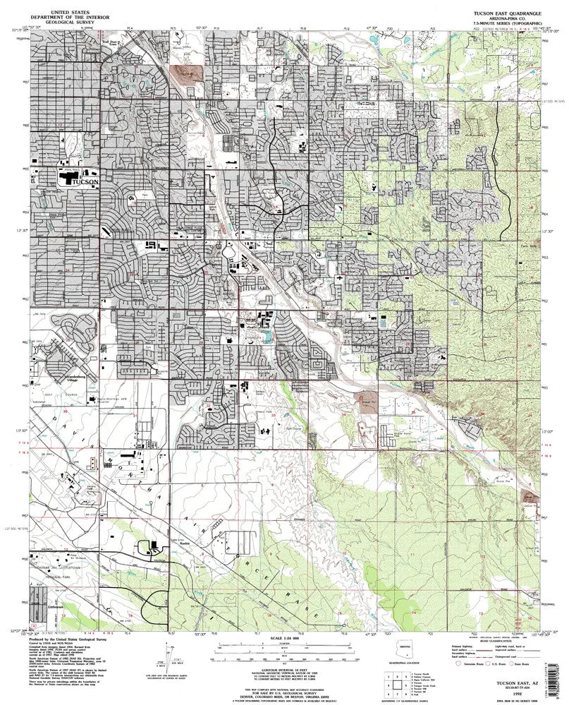 Tucson East, Arizona 7.5' [Map] United Stated Geological Survey 1