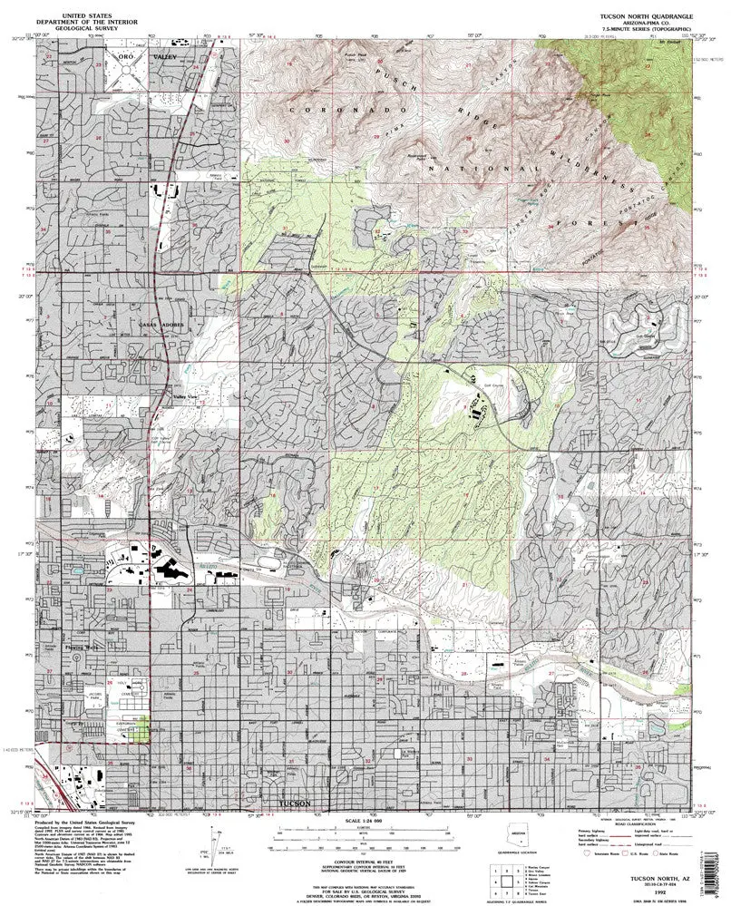 Tucson North, Arizona 7.5' [Map] United Stated Geological Survey 1