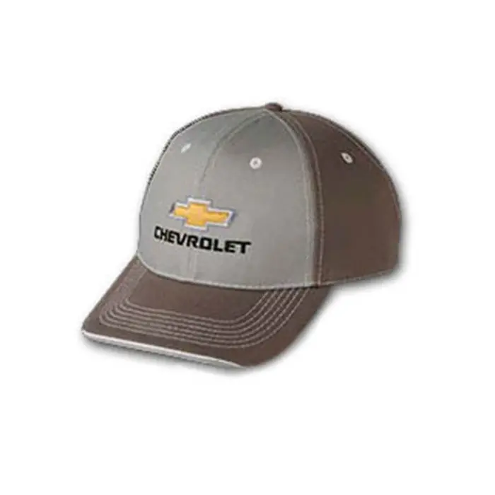 Chevrolet Gold Bowtie Embroidered Tri-Color Hat-Cap : Brown-Gray 1