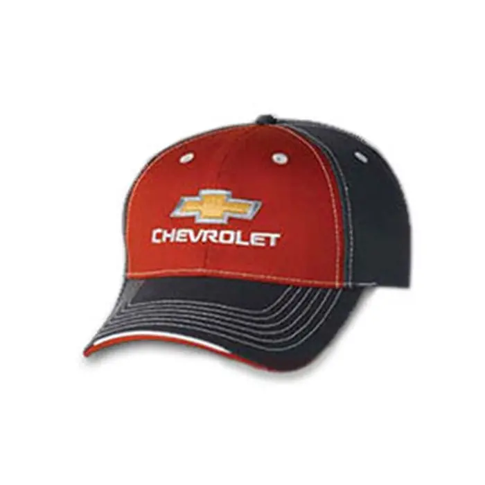 Chevrolet Gold Bowtie Embroidered Tri-Color Hat-Cap : Navy-Orange 1