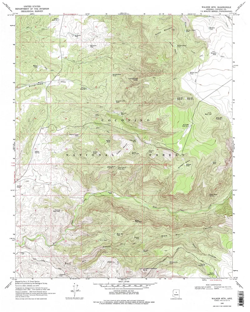 Walker Mountain, Arizona 1969 (7.5'×7.5' Topographic Quadrangle) [Map] United States Geological Survey 1