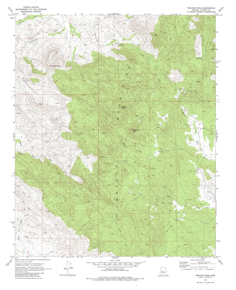 Weaver Peak, Arizona 1969 (7.5'×7.5' Topographic Quadrangle) 1