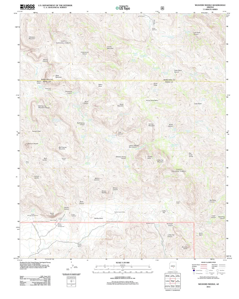 Weavers Needle, Arizona (Us Topo 7.5'×7.5' Topographic Quadrangle) [Map] U.S. Geological Survey 1