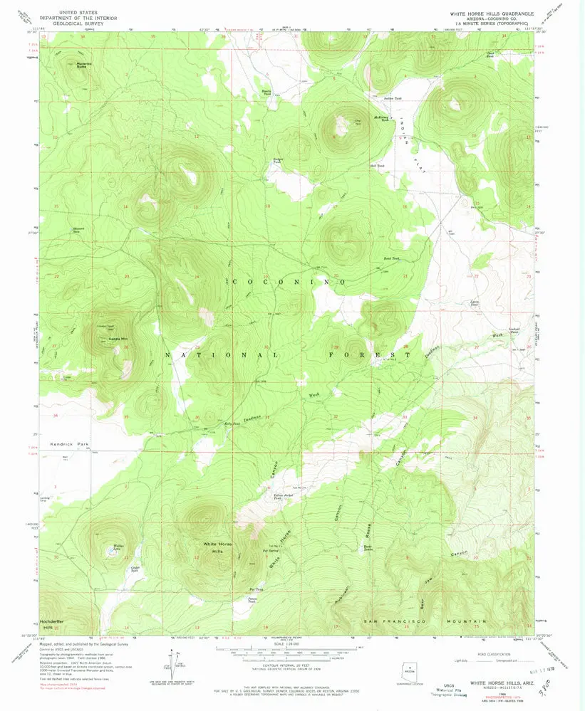 White Horse Hills, Az 7.5' 1966 Pi 1974 [Map] United States Geological Survey 1