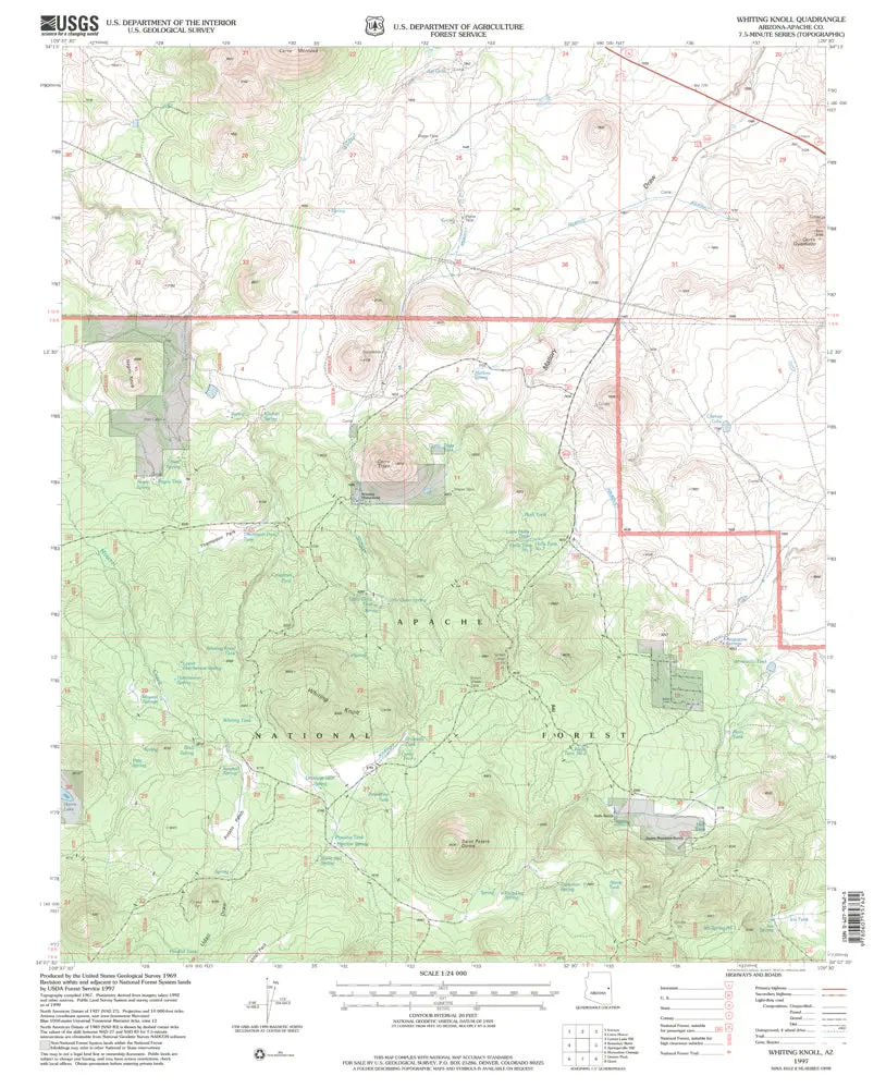 Whiting Knoll, Arizona 1997 (7.5'×7.5' Topographic Quadrangle) 1