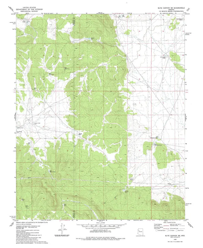 Blye Canyon Se, Arizona 7.5' [Map] United Stated Geological Survey 1