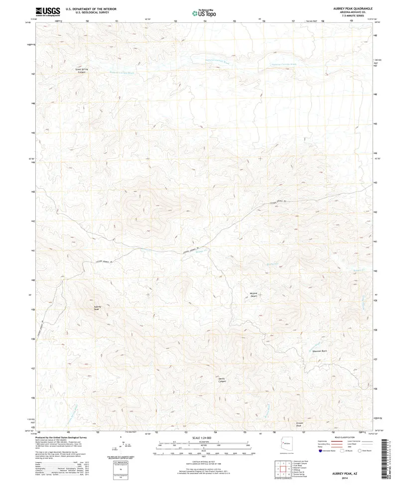 Aubrey Peak 7.5 Az 2014 Us Topo [Map] United States Geological Survey 1