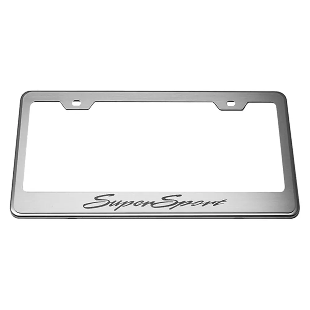 Camaro Super Sport Tag-License Frame : Stainless Steel W- Etched Script 1