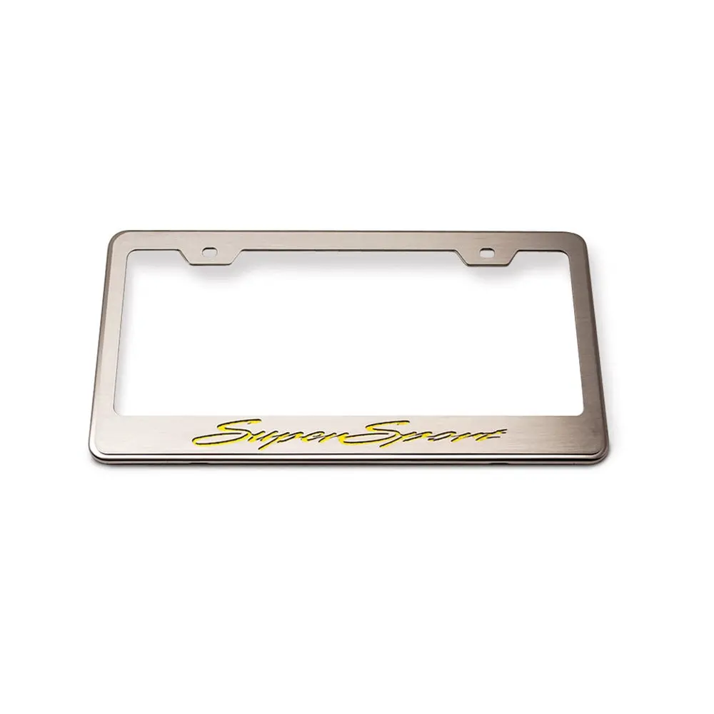 Camaro License Frame : Stainless Steel & Carbon Fiber "Super Sport" Script 1