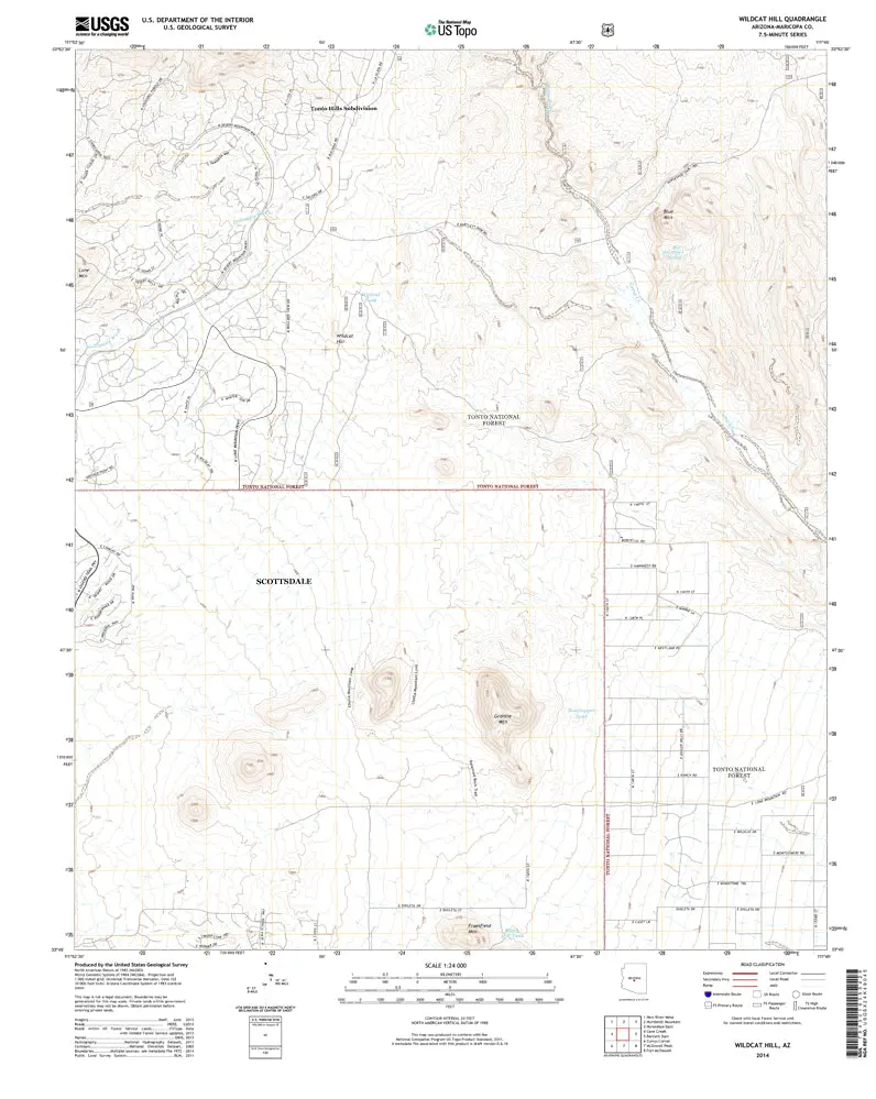 Wildcat Hill, Arizona 7.5' Ust 2014 [Map] United States Geological Survey 1