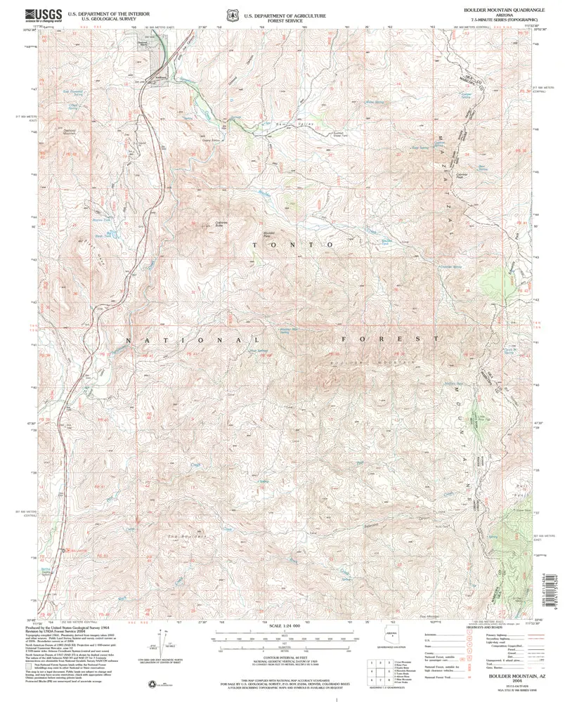 Boulder Mountain, Arizona 7.5'×7.5' Map 2004 United States Geological Survey 1