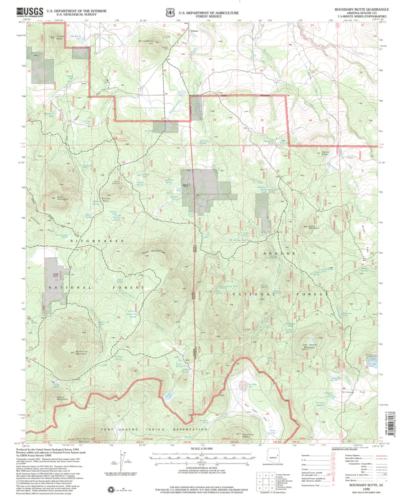 Boundary Butte 7.5' Az 1998 Map United States Geological Survey 1