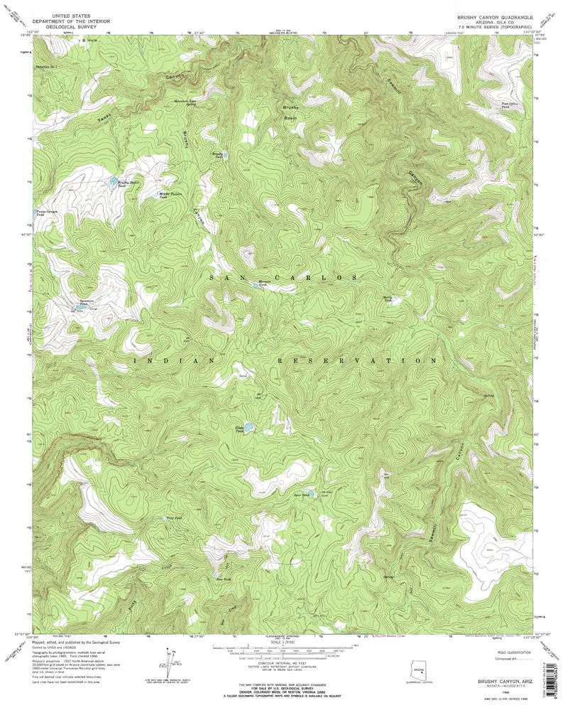 Brushy Canyon, Arizona 7.5' [Map] United Stated Geological Survey 1