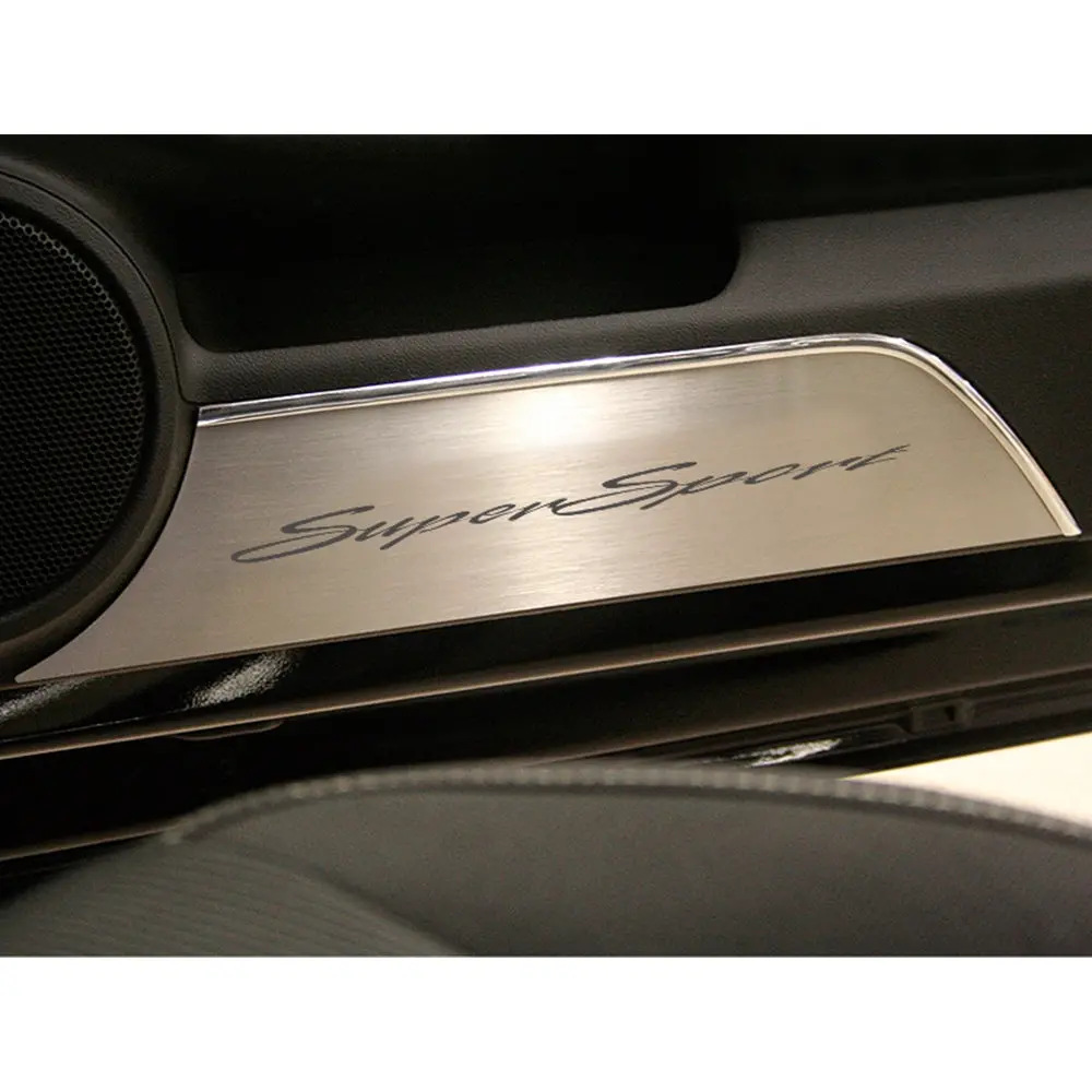 Camaro "Super Sport" Brushed Door Panel Kick Plates 1