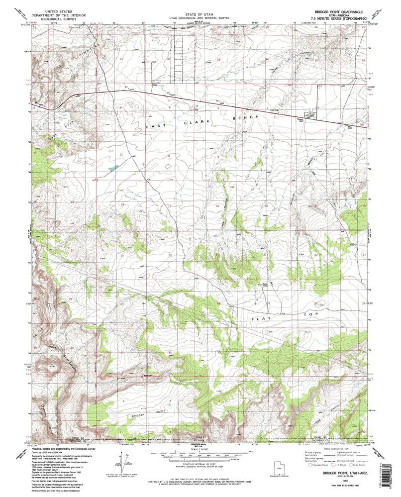 Bridger Point, Ut-Az 7.5' 1981 [Map] United States Geological Survey 1