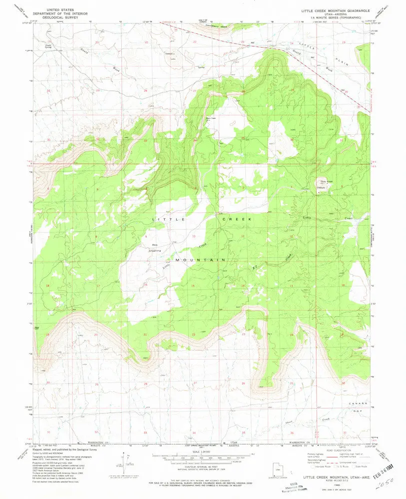 Little Creek Mountain, Utah-Arizona [Map] United Stated Geological Survey 1