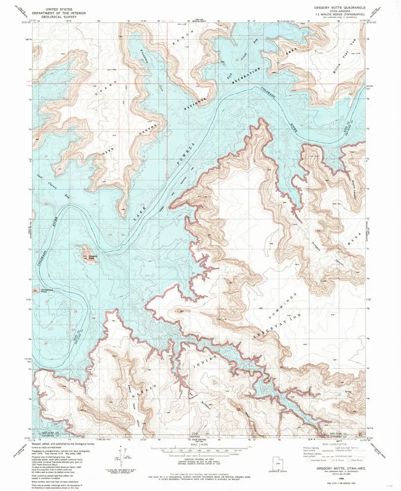 Gregory Butte, Ut-Az 7.5' [Map] United Stated Geological Survey 1