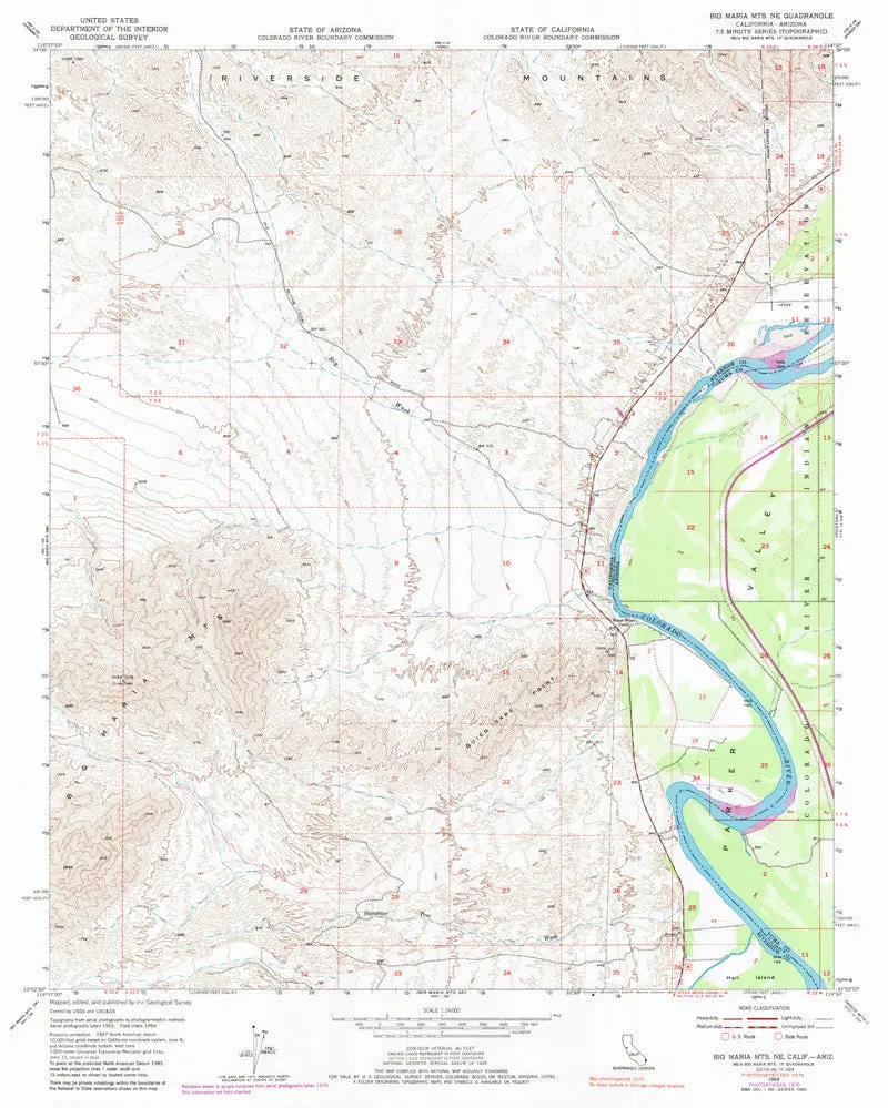 Big Maria Mts Ne, Ca-Az 7.5' [Map] United Stated Geological Survey 1