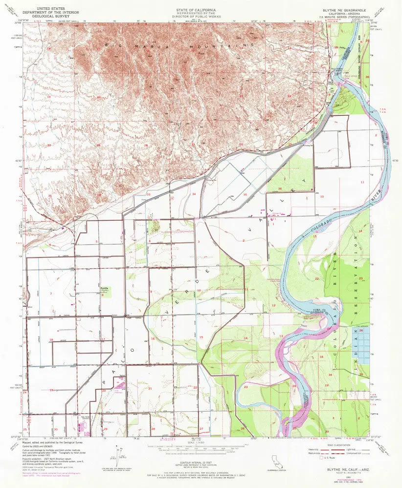 Blythe Ne, Ca-Az 7.5' [Map] United Stated Geological Survey 1
