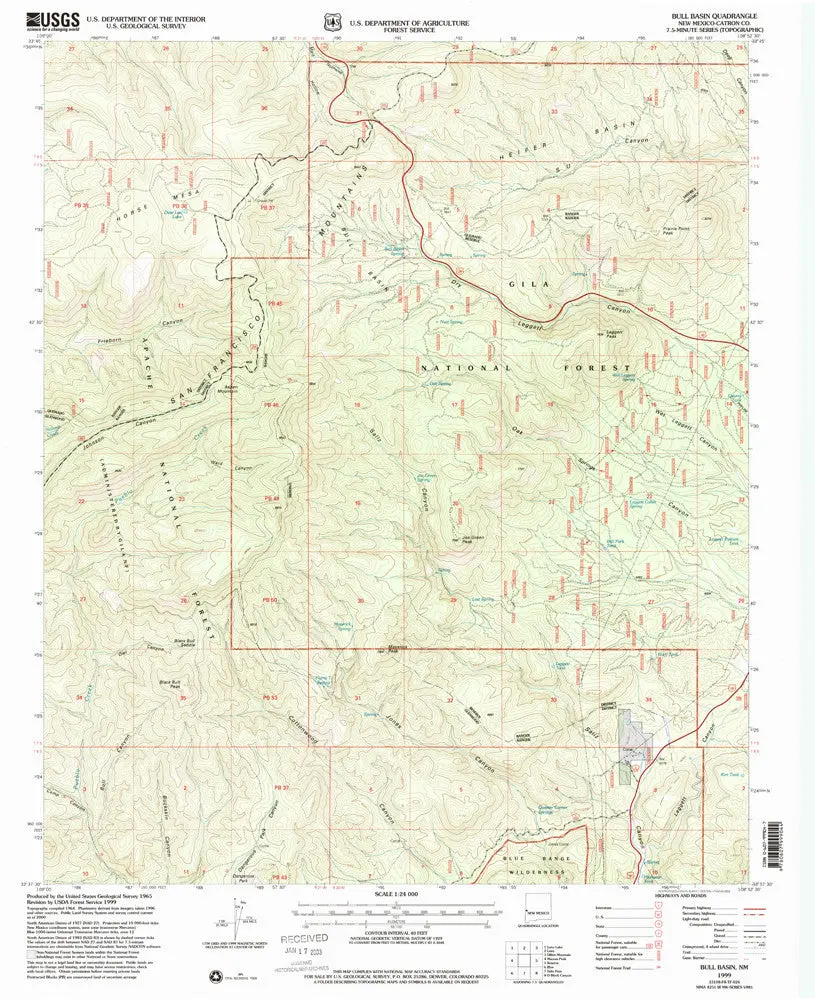 Bull Basin, New Mexico 7.5'×7.5' [Map] United Stated Geological Survey 1