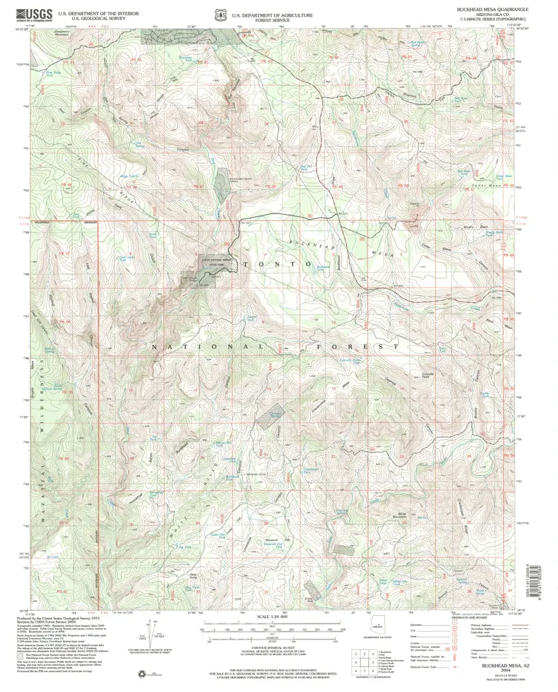 Buckhead Mesa 7.5' Az 2004 Map United States Geological Survey 1