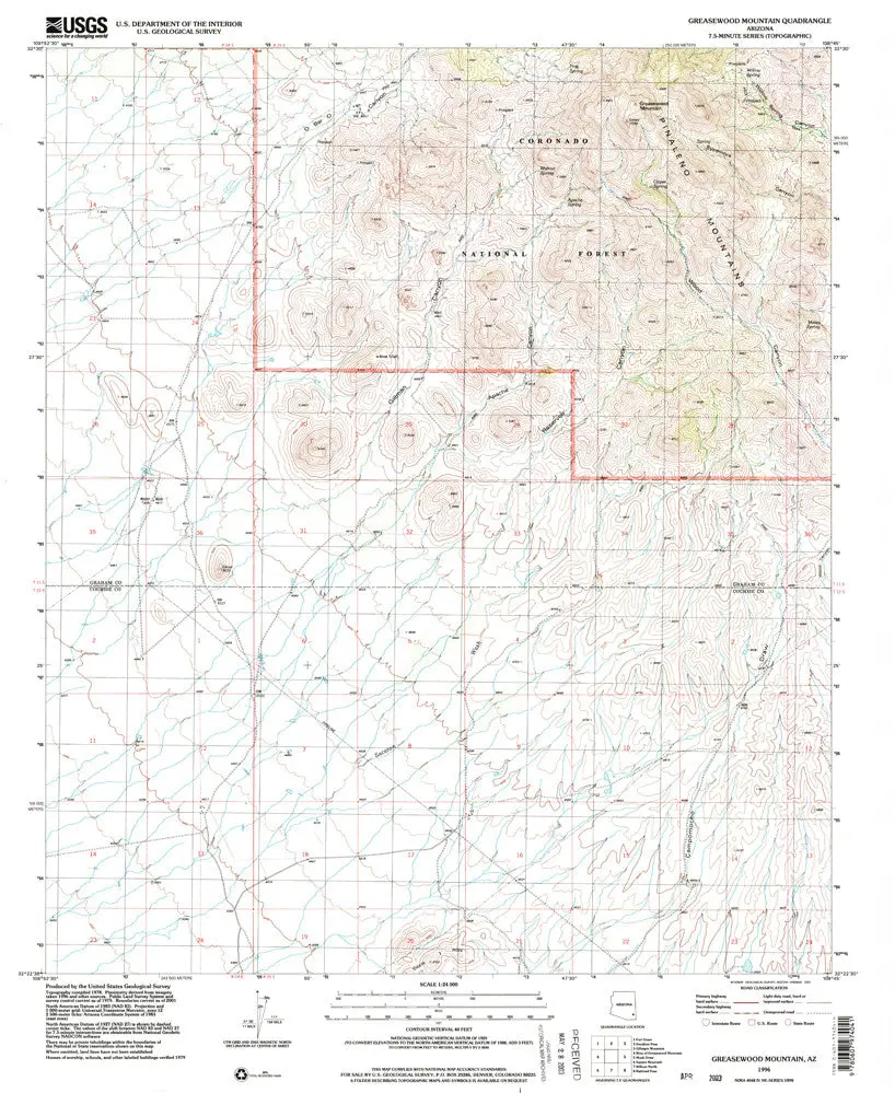 Greasewood Mountain, Arizona 7.5' [Map] United Stated Geological Survey 1
